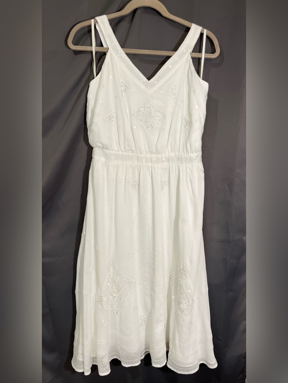 WHBM: White V-Neck Women's Dress